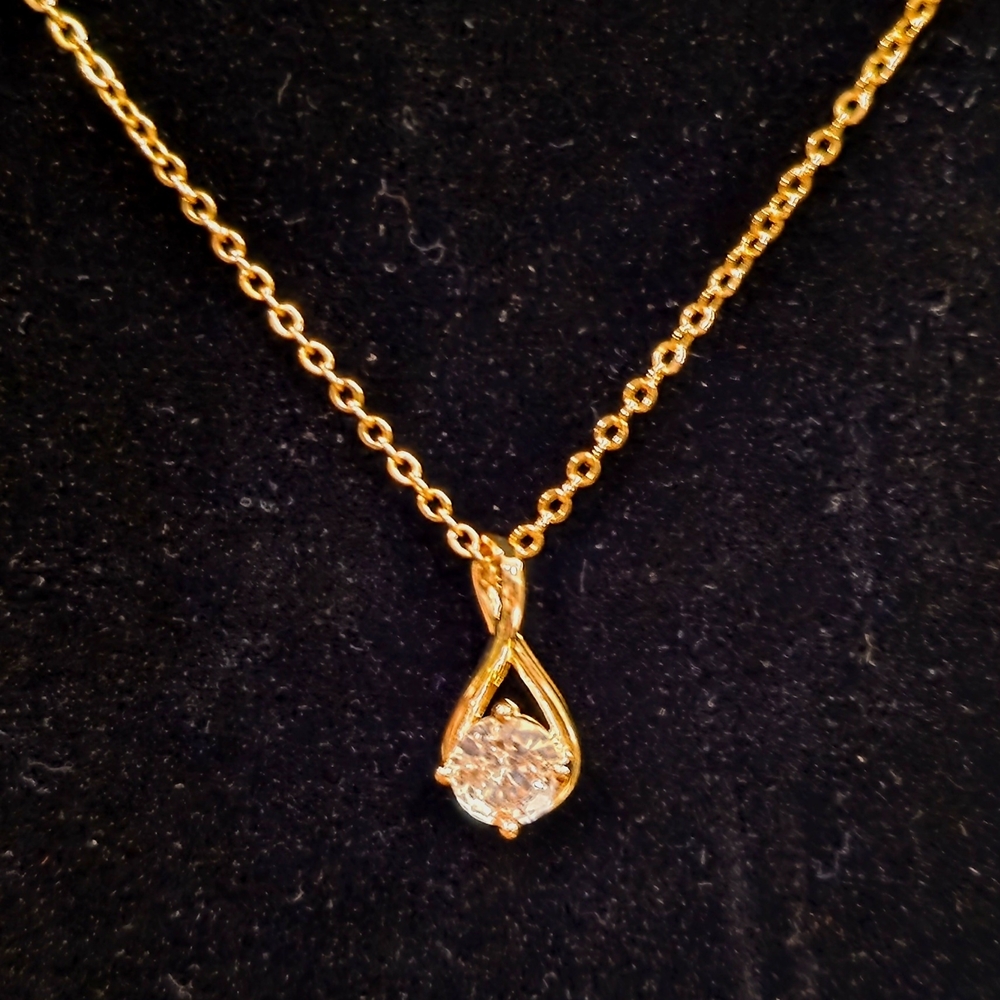 Certified 2 Carat Moissanite 18k Gold Plated Over Sterling Silver Necklace - Picture 11 of 13